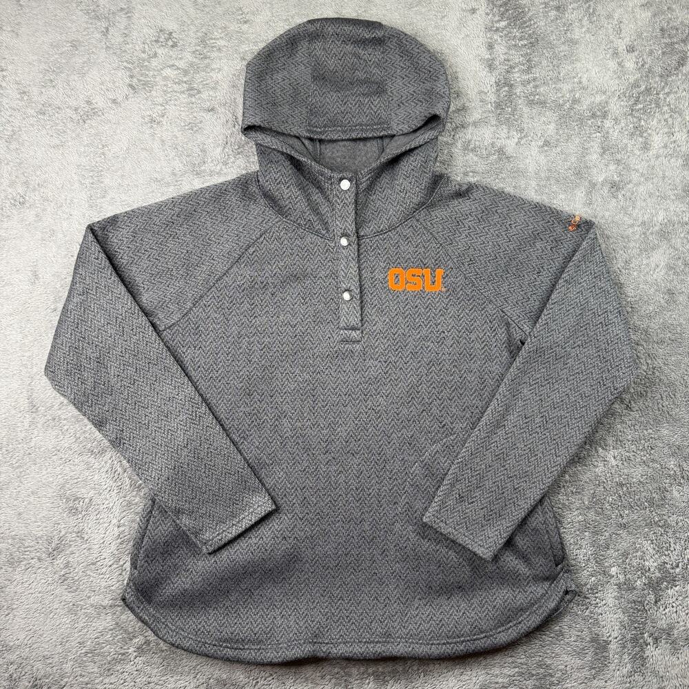 OSU Oregon State Beavers Columbia Herringbone Fleece Hoodie Womens XL Snap T